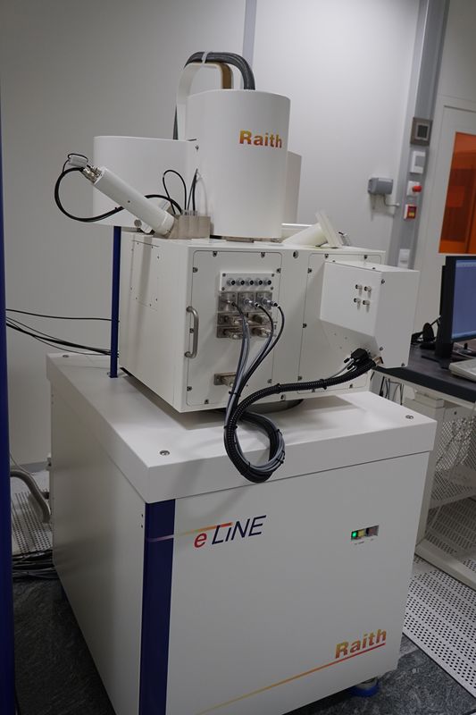 Scanning Electron Microscope (SEM) with EDS for high-resolution imaging and chemical element analysis of multilayer structures.